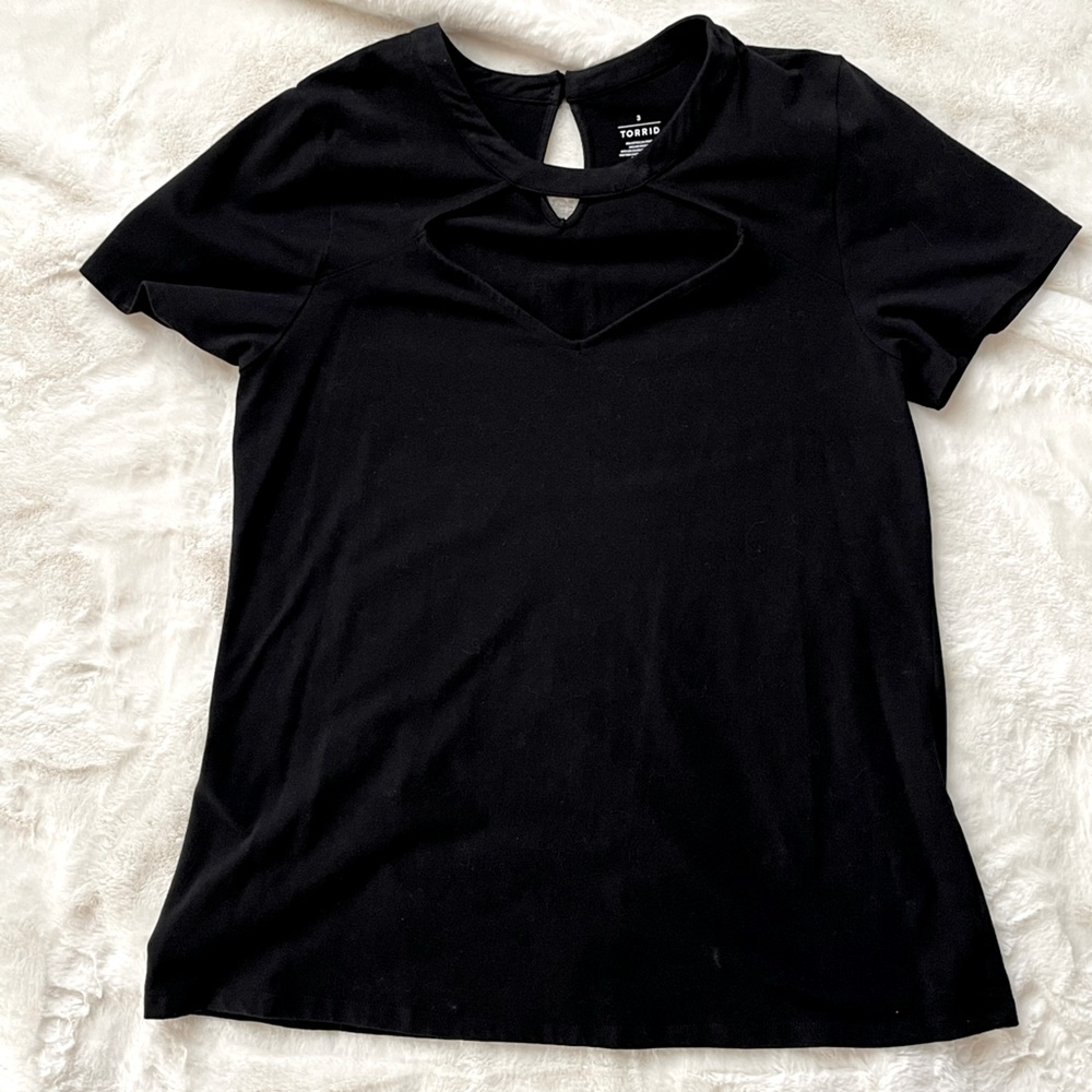 Black top with sweetheart cut out
